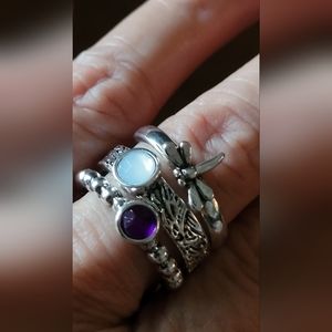 Three stackable silver rings. Beautiful design, each one is unique. Size…